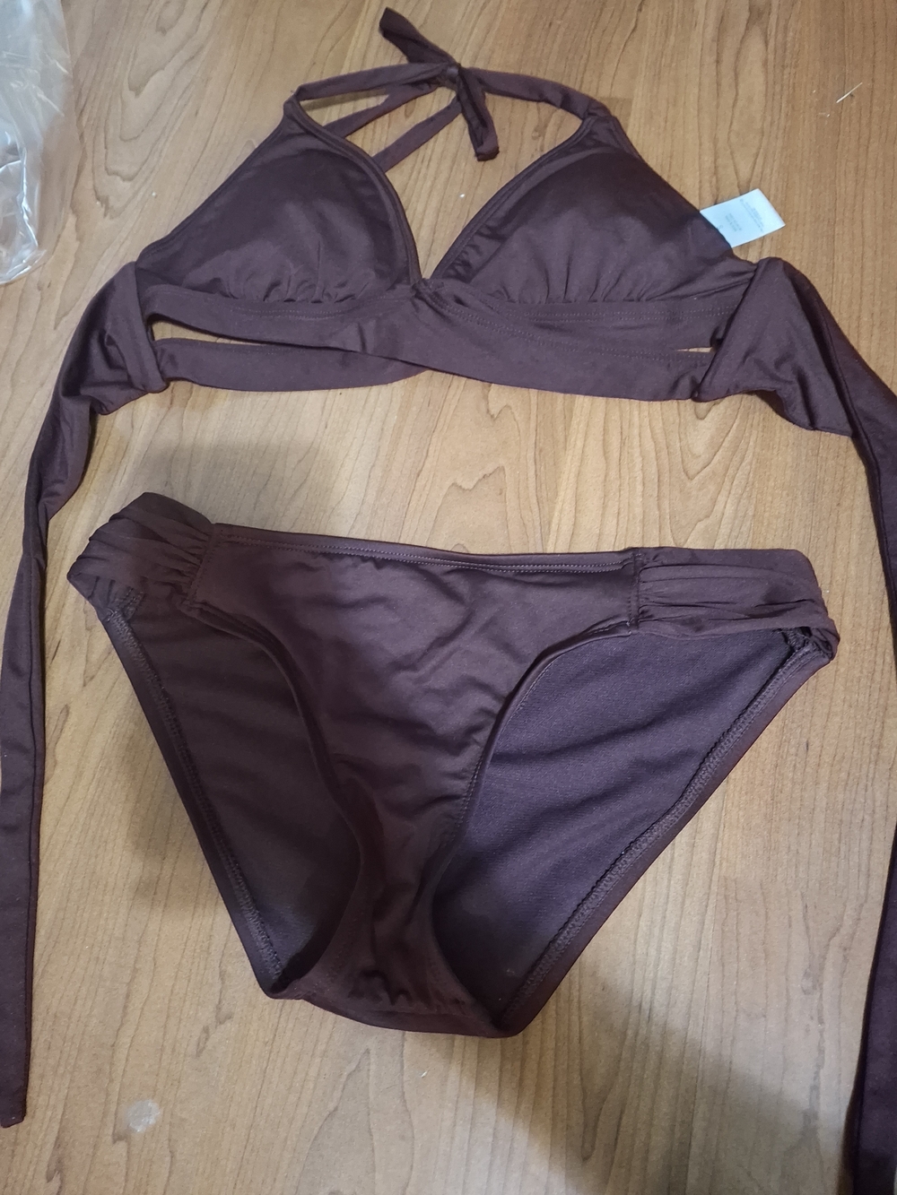 Chocolate Brown Halter Bikini Swimsuit Set (SWI 119)